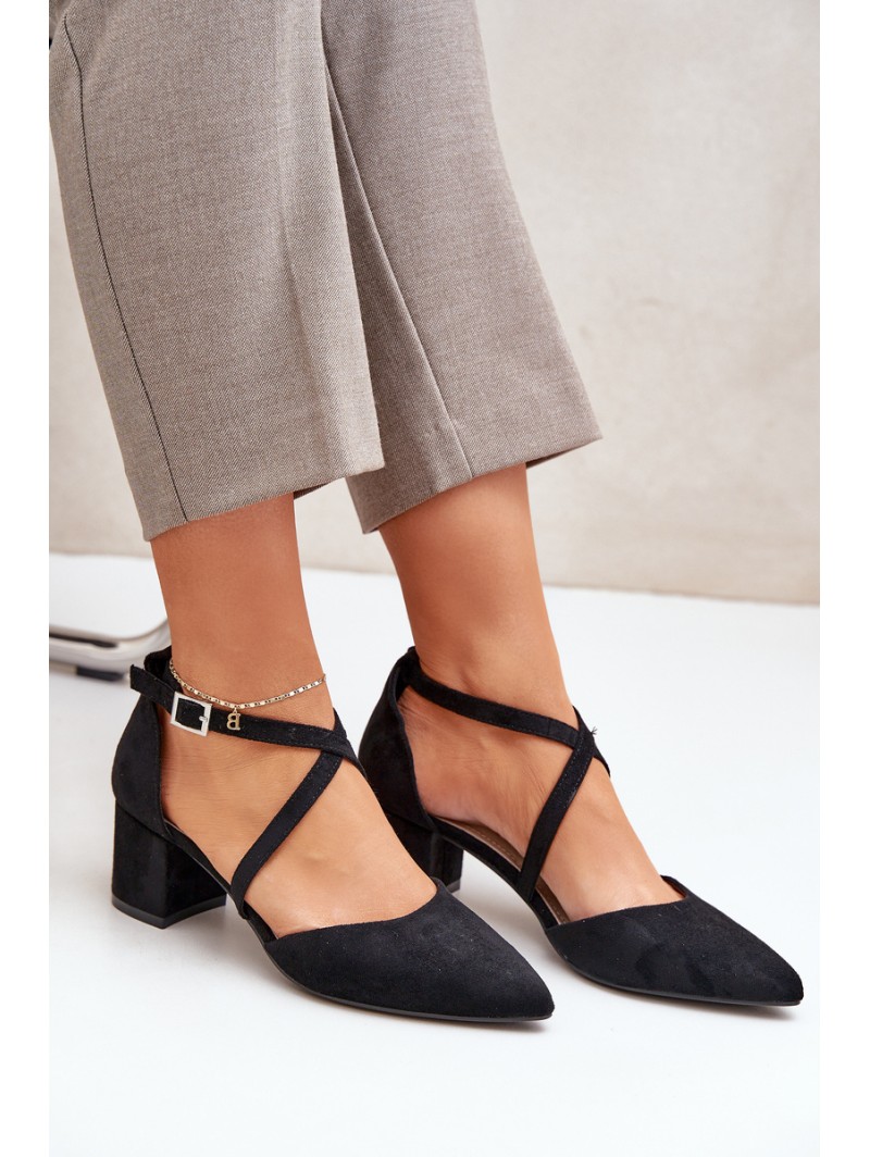 Block Heel Pumps Made of Eco Suede Sergio Leone SK830 Black