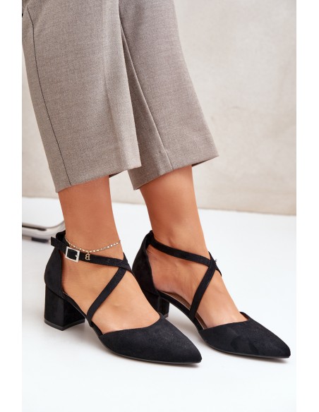 Block Heel Pumps Made of Eco Suede Sergio Leone SK830 Black