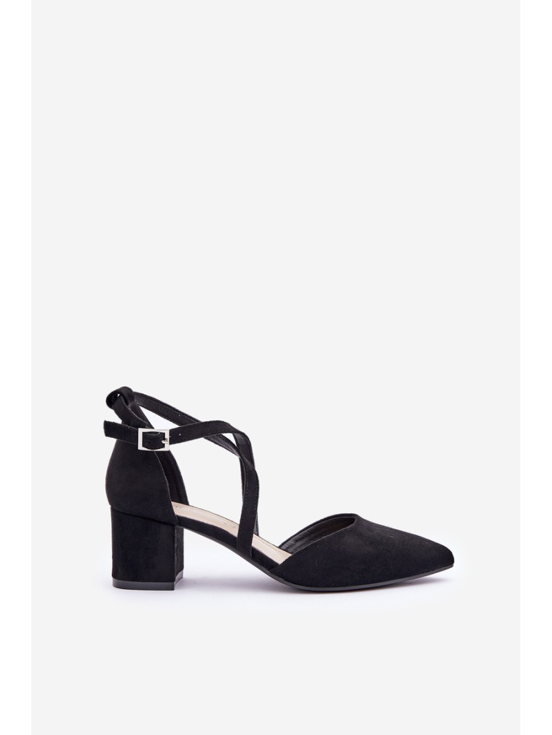 Block Heel Pumps Made of Eco Suede Sergio Leone SK830 Black