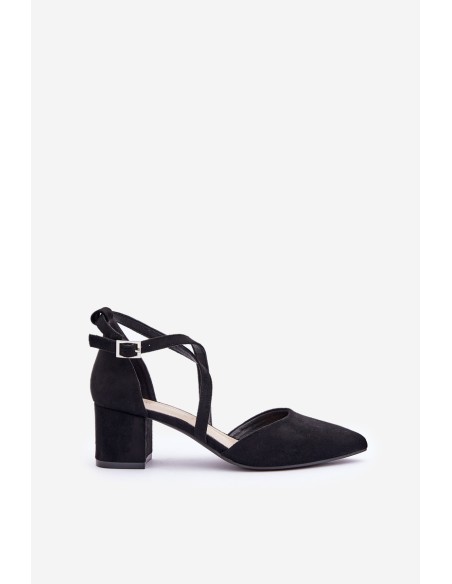 Block Heel Pumps Made of Eco Suede Sergio Leone SK830 Black