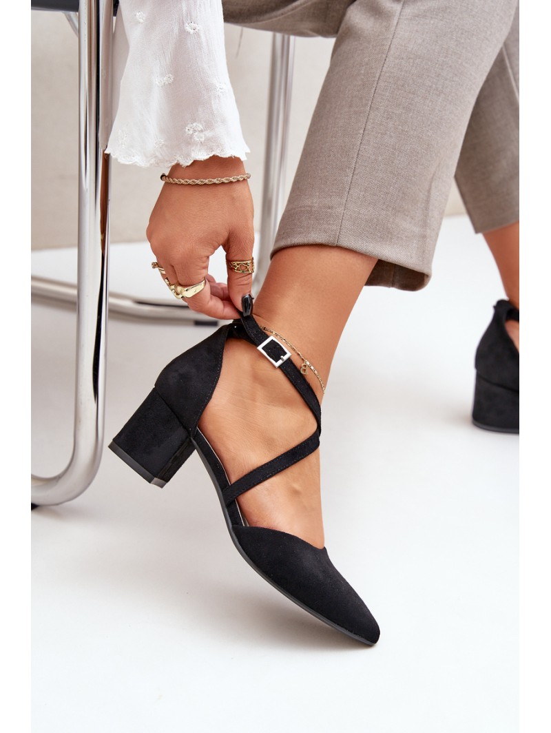 Block Heel Pumps Made of Eco Suede Sergio Leone SK830 Black