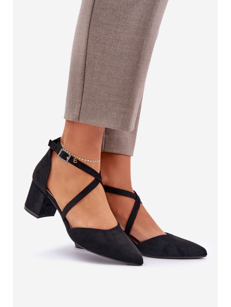 Block Heel Pumps Made of Eco Suede Sergio Leone SK830 Black