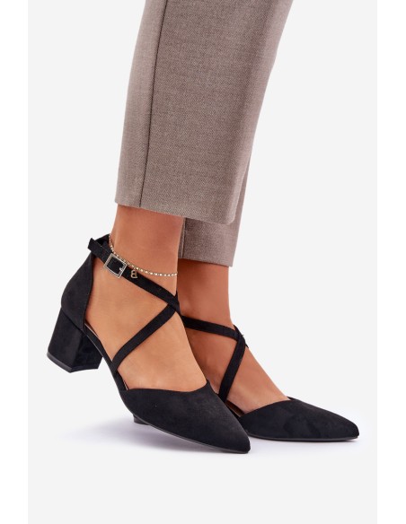 Block Heel Pumps Made of Eco Suede Sergio Leone SK830 Black