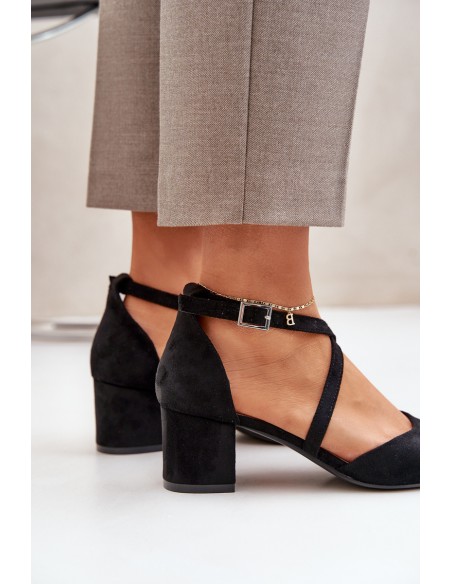 Block Heel Pumps Made of Eco Suede Sergio Leone SK830 Black