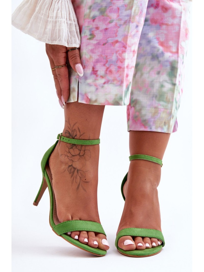 Suede Classic Sandals On Heel Green Tossa