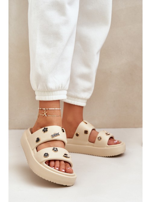 Women's Foam Slippers With Decorations Beige Ravanala 2