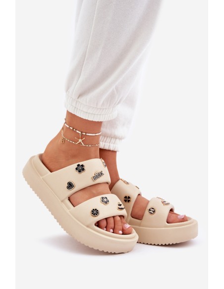 Women's Foam Slippers With Decorations Beige Ravanala