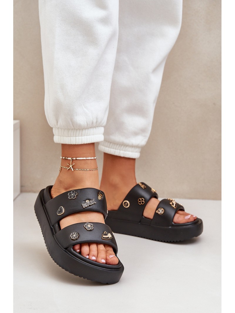 Women's Foam Slippers With Clips Black Ravanala