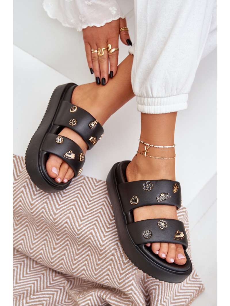 Women's Foam Slippers With Clips Black Ravanala