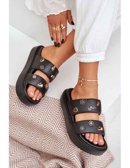 Women's Foam Slippers With Clips Black Ravanala
