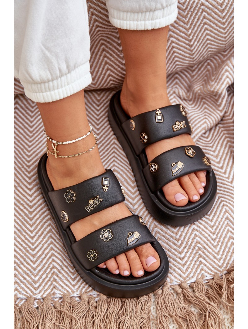 Women's Foam Slippers With Clips Black Ravanala