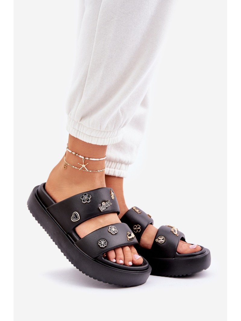 Women's Foam Slippers With Clips Black Ravanala