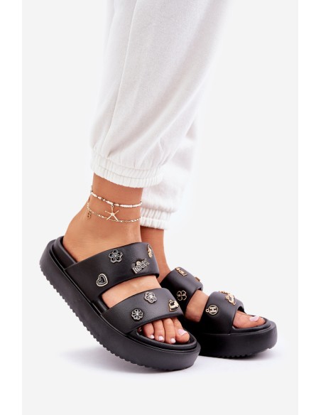 Women's Foam Slippers With Clips Black Ravanala
