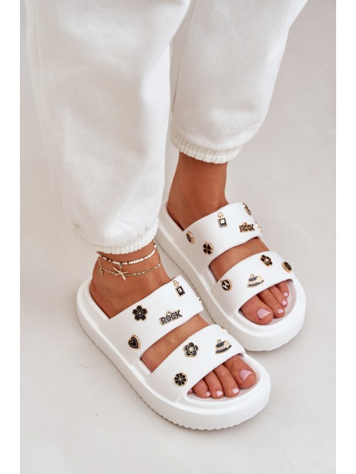 Foam Women's Slippers With Clips White Ravanala