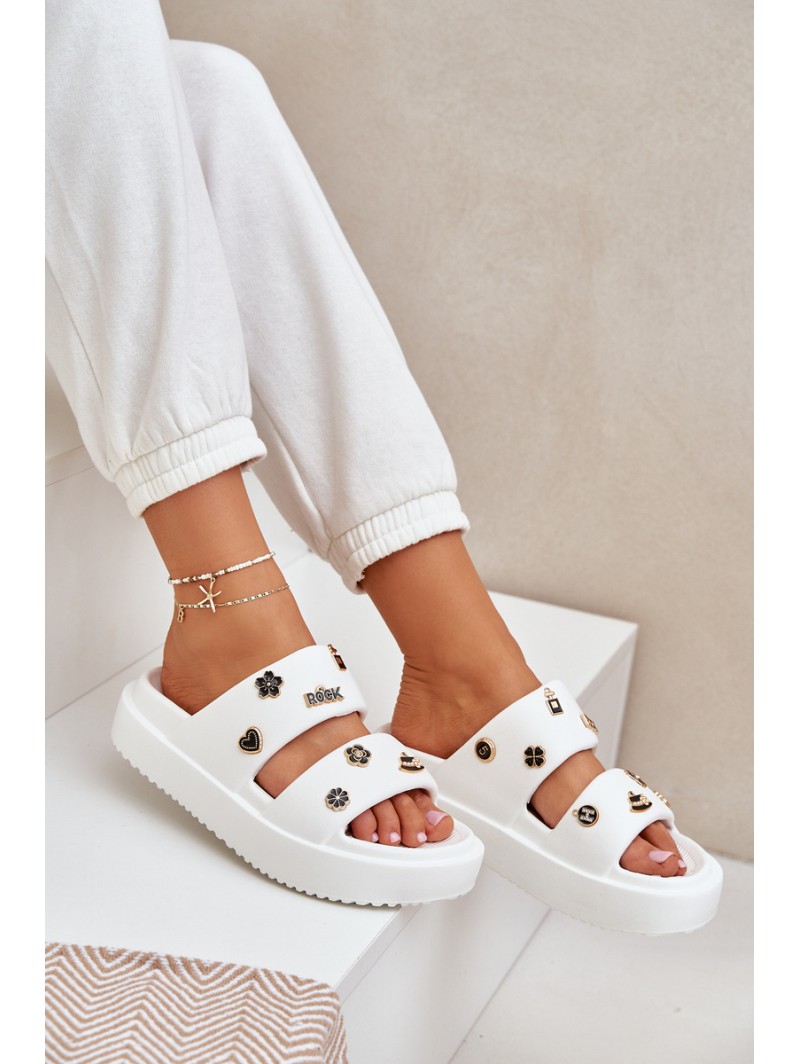 Foam Women's Slippers With Clips White Ravanala