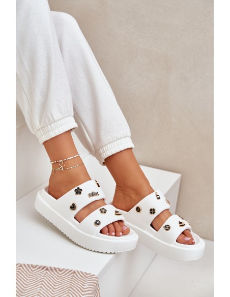Foam Women's Slippers With Clips White Ravanala