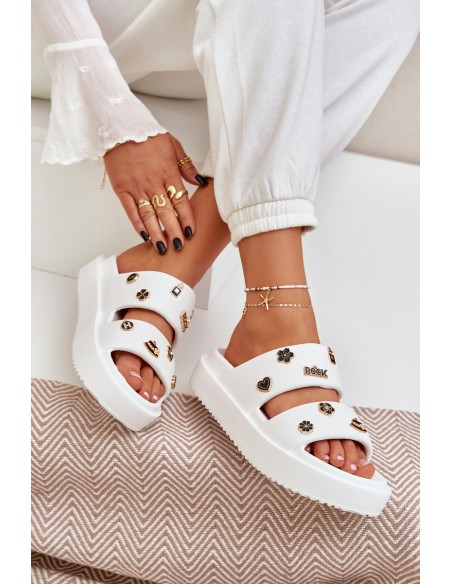 Foam Women's Slippers With Clips White Ravanala