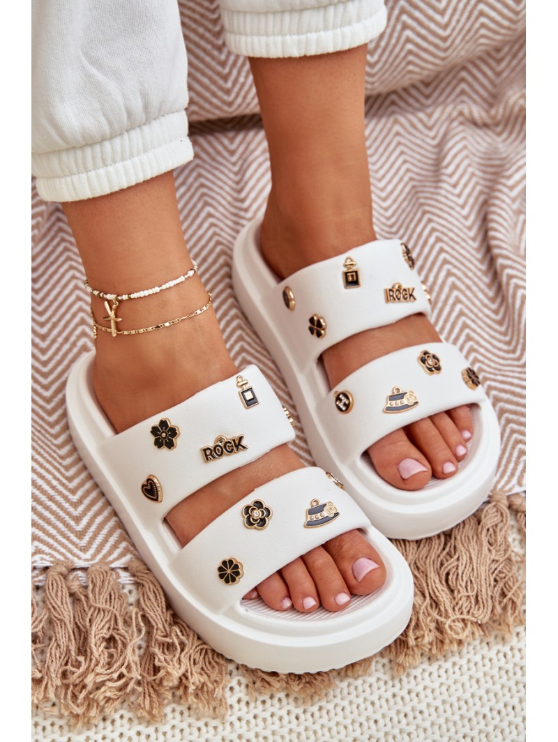 Foam Women's Slippers With Clips White Ravanala