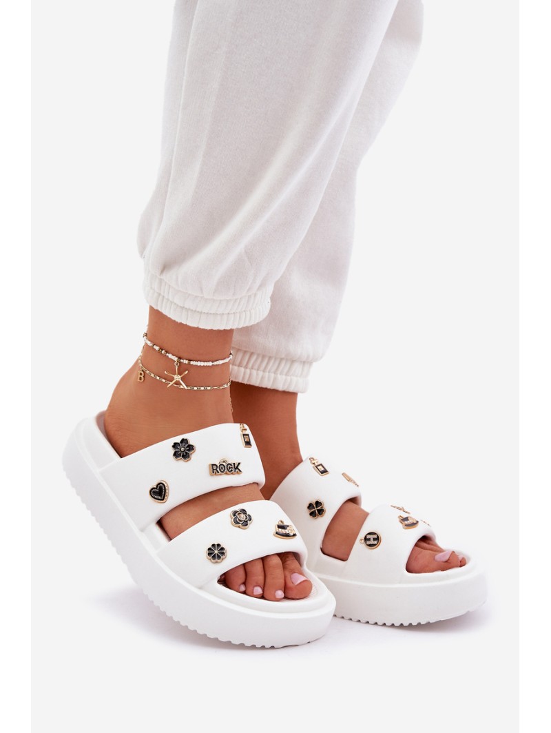 Foam Women's Slippers With Clips White Ravanala