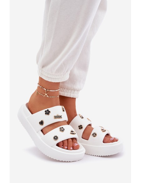 Foam Women's Slippers With Clips White Ravanala