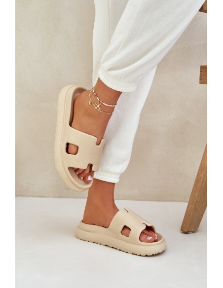 Foam Slippers With Cutouts Beige Neladith