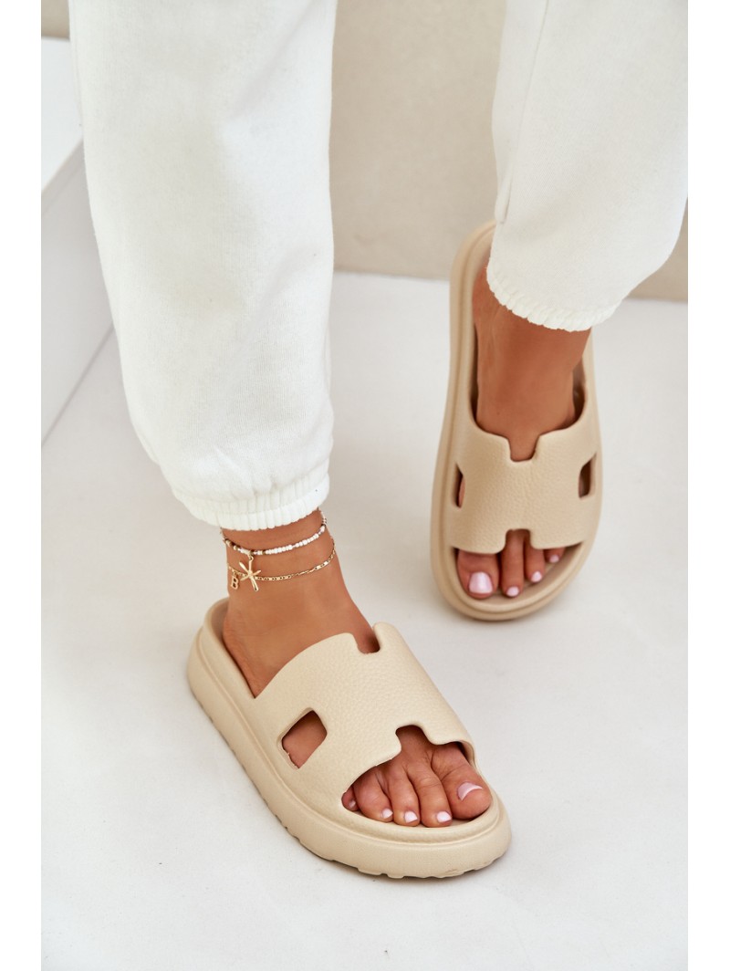 Foam Slippers With Cutouts Beige Neladith