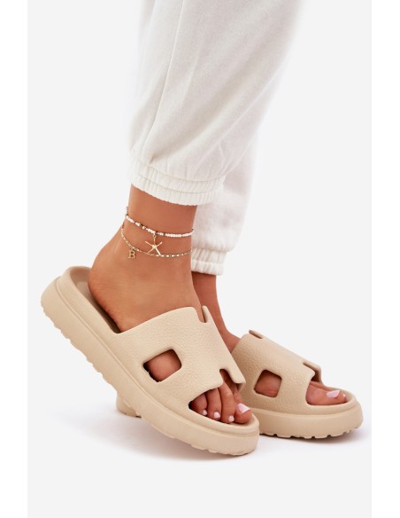 Foam Slippers With Cutouts Beige Neladith