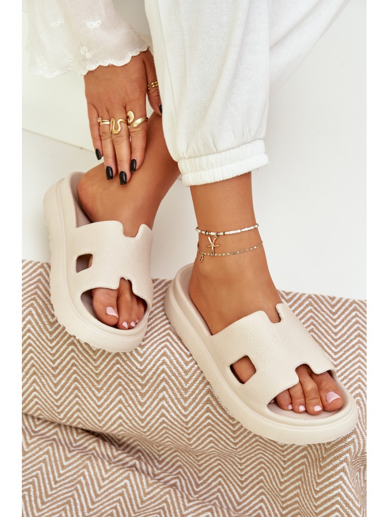 Foam Slippers With Cutouts Light Beige Neladith