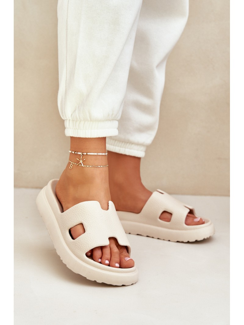 Foam Slippers With Cutouts Light Beige Neladith