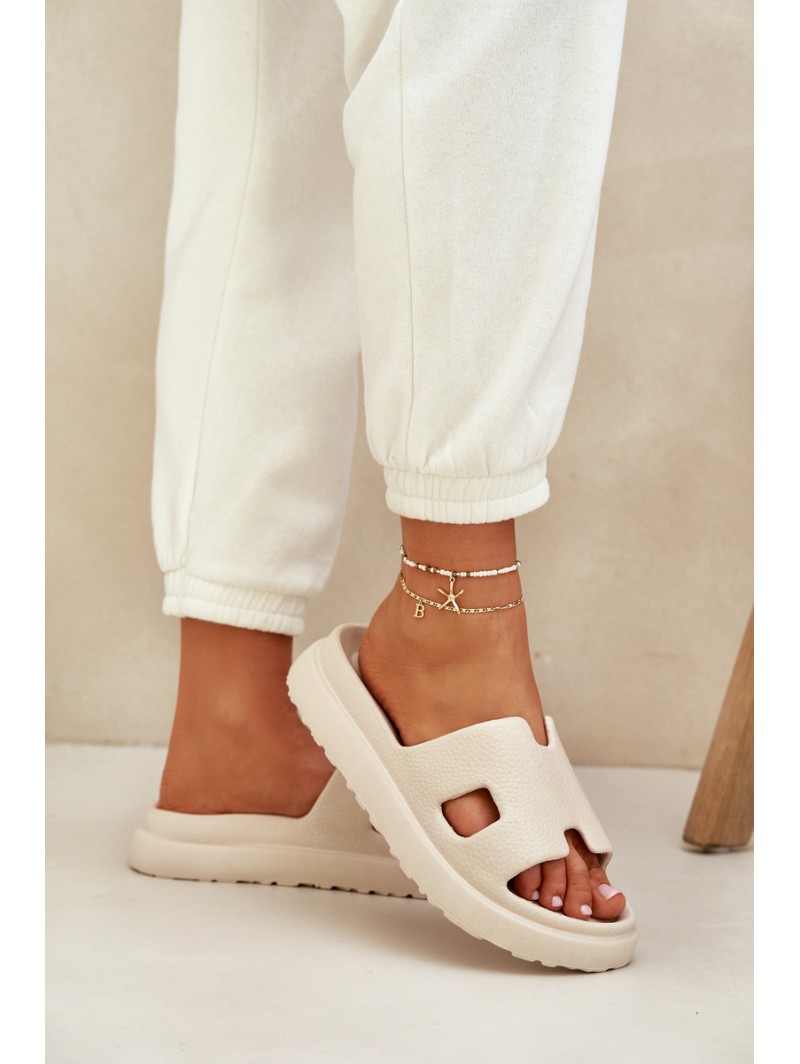 Foam Slippers With Cutouts Light Beige Neladith