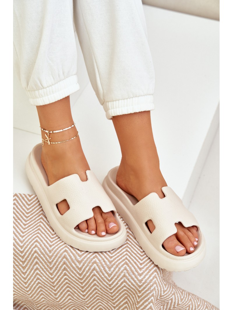 Foam Slippers With Cutouts Light Beige Neladith