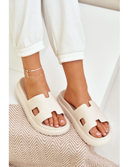 Foam Slippers With Cutouts Light Beige Neladith