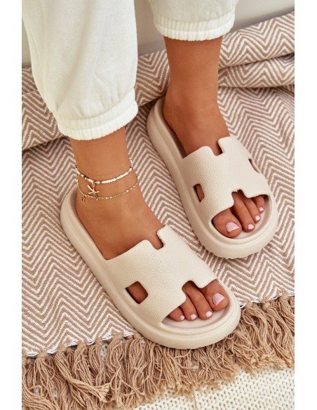 Foam Slippers With Cutouts Light Beige Neladith