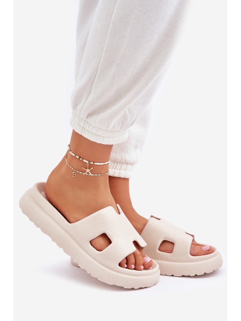 Foam Slippers With Cutouts Light Beige Neladith