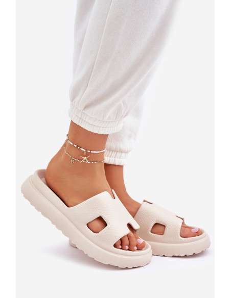 Foam Slippers With Cutouts Light Beige Neladith