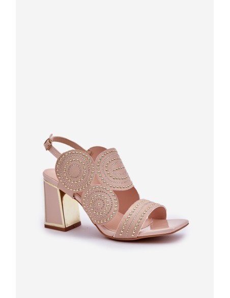 Embellished sandals on a heel beige Delariona