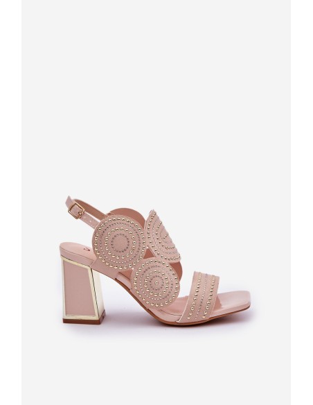Embellished sandals on a heel beige Delariona