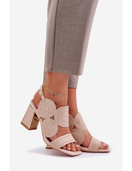 Embellished sandals on a heel beige Delariona