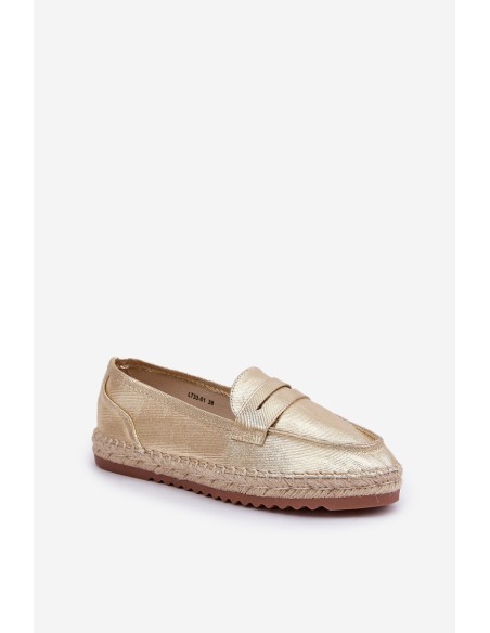 Women's espadrilles with jute weaving on flat sole golden Shilova