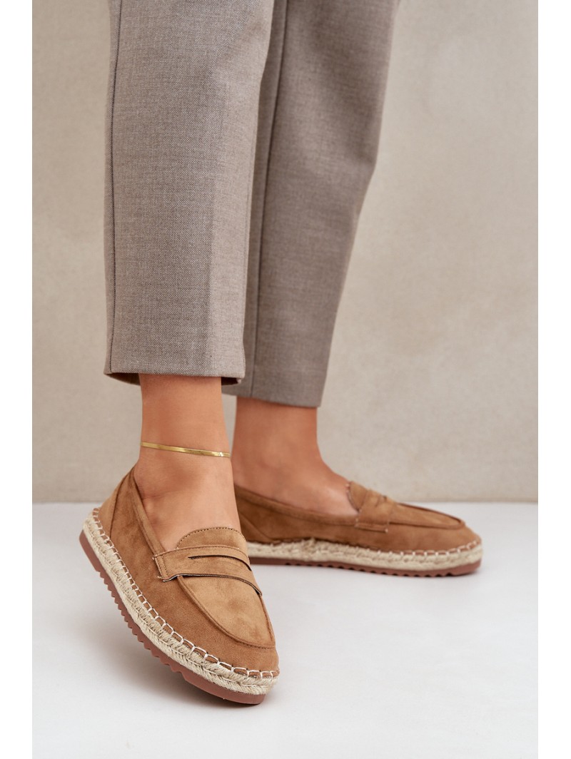 Women's Espadrilles With Jute Weaving On Flat Sole Camel Shilova