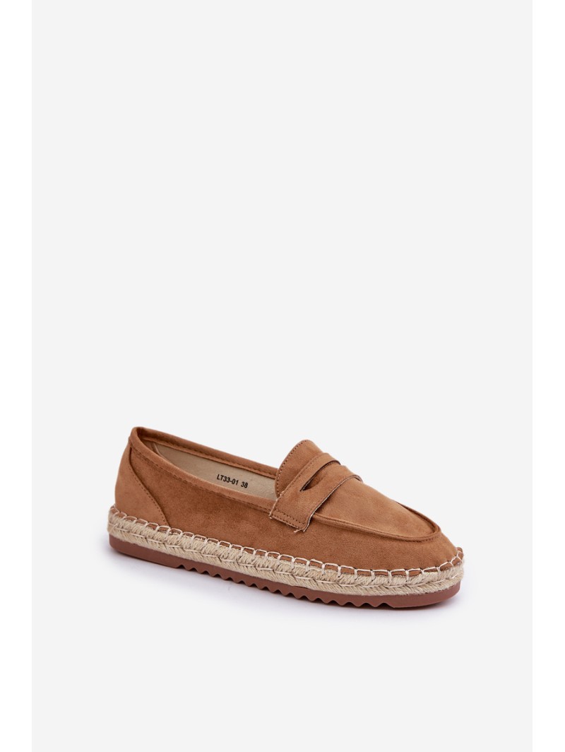 Women's Espadrilles With Jute Weaving On Flat Sole Camel Shilova