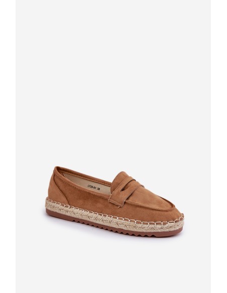 Women's Espadrilles With Jute Weaving On Flat Sole Camel Shilova