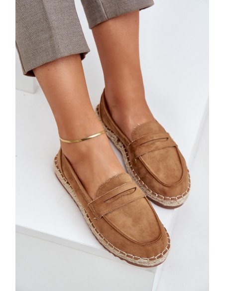 Women's Espadrilles With Jute Weaving On Flat Sole Camel Shilova