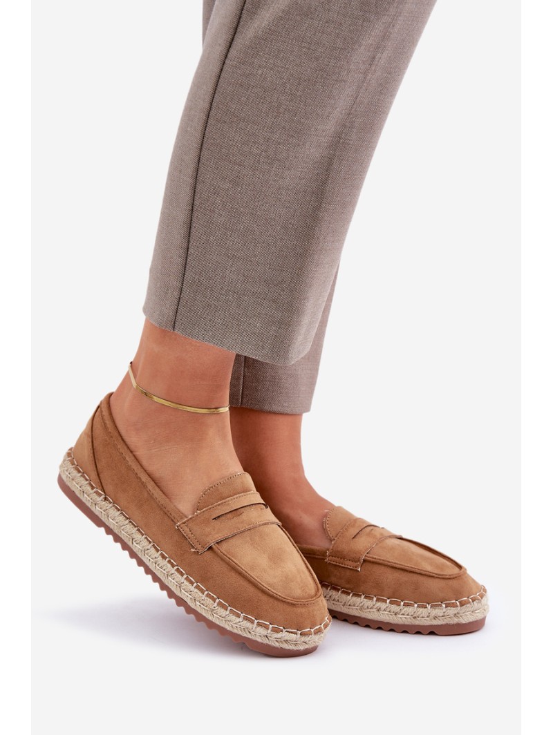 Women's Espadrilles With Jute Weaving On Flat Sole Camel Shilova