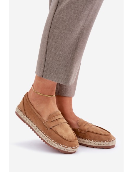 Women's Espadrilles With Jute Weaving On Flat Sole Camel Shilova