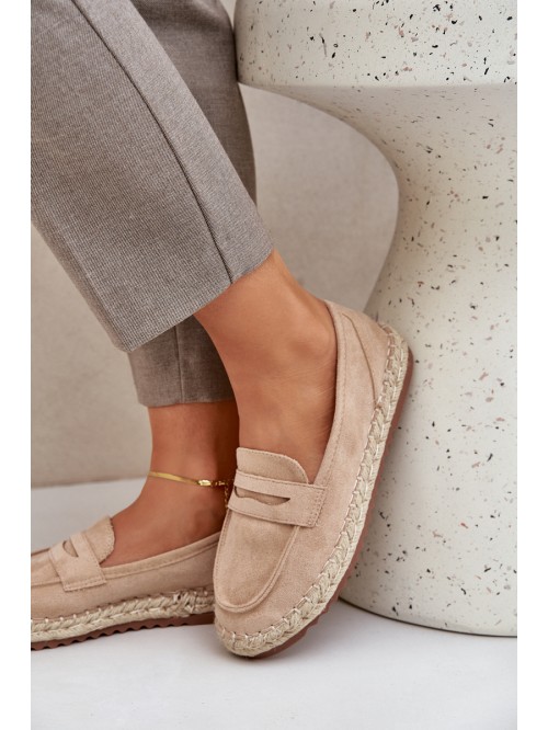 Women's espadrilles with jute weaving on flat sole beige Shilova