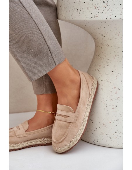 Women's espadrilles with jute weaving on flat sole beige Shilova