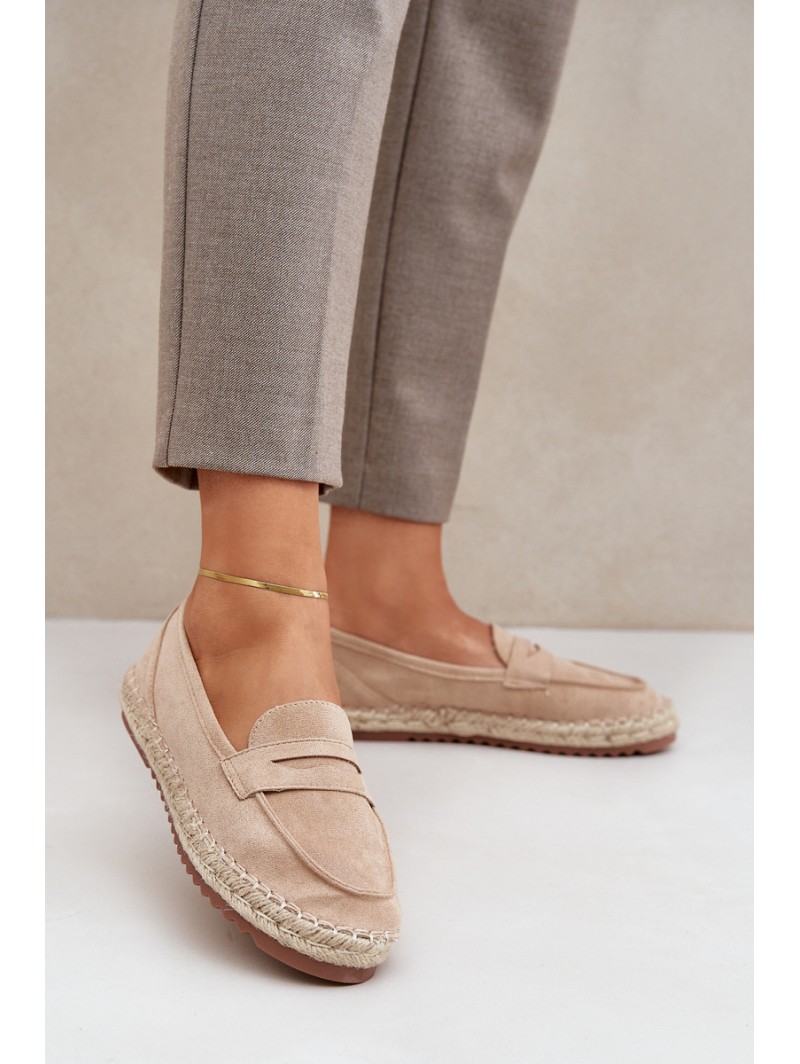 Women's espadrilles with jute weaving on flat sole beige Shilova