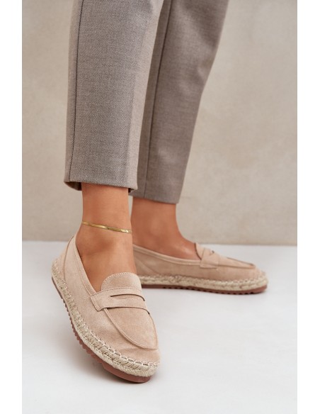 Women's espadrilles with jute weaving on flat sole beige Shilova