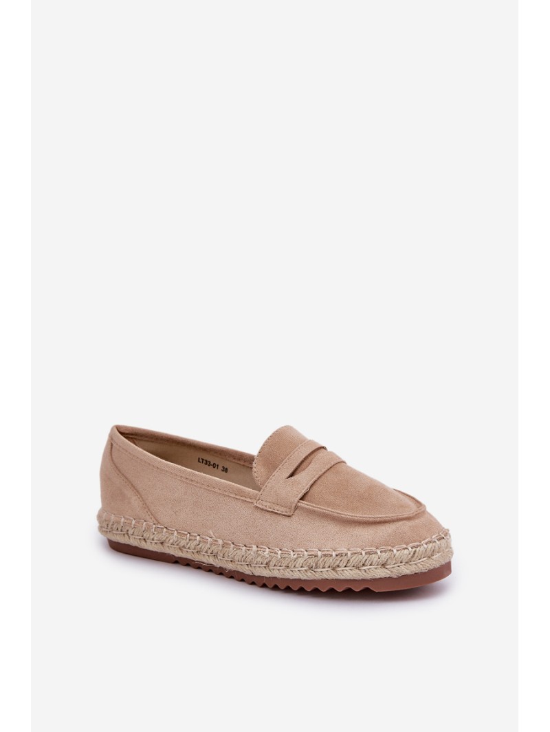 Women's espadrilles with jute weaving on flat sole beige Shilova